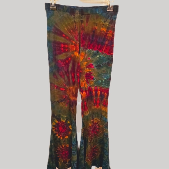 TIE DYE *8 Colors Avail* Rayon Stretch Bell Bottom Pant OS NEW - Picture 4 of 16